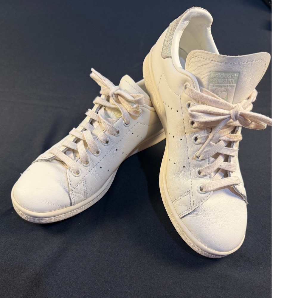 Adidas Stan Smith White Leather Suede Heel Sneakers HQ6659 Womens 8